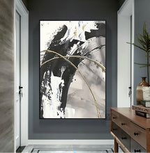 Load image into Gallery viewer, Handmade oil painting on canvas painting abstract wall art for living room black white large decorative pictures for bedroom - SallyHomey Life's Beautiful
