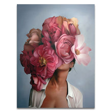 Load image into Gallery viewer, Nordic Modern Floral Feather Woman Abstract Fashion Style Canvas Painting Art Print Poster Picture Wall Living Room Home Decor - SallyHomey Life's Beautiful
