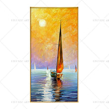 Load image into Gallery viewer, 100% Hand Painted Sunset Ship Sea Painting  Modern Art Picture For Living Room Modern Cuadros Canvas Art High Quality