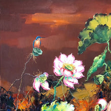 Load image into Gallery viewer, 100% Hand Painted Lotus Flower Art Oil Painting On Canvas Wall Art Frameless Picture Decoration For Living Room Home Decor Gift