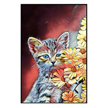 Load image into Gallery viewer, 100% Hand Painted Abstract Flower Cat Oil Painting On Canvas Wall Art Frameless Picture Decoration For Live Room Home Decor Gift