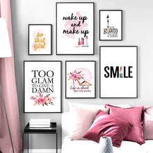 Load image into Gallery viewer, Flower High Heels Eyelash Fashion Quotes Wall Art Canvas Painting Nordic Posters And Prints Wall Pictures For Living Room Decor - SallyHomey Life's Beautiful