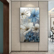 Load image into Gallery viewer, 100% Hand Painted  White Blue Flowers Abstract Painting  Modern Art Picture For Living Room Modern Cuadros Canvas Art High Quality