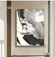 Load image into Gallery viewer, Handmade oil painting on canvas painting abstract wall art for living room black white large decorative pictures for bedroom - SallyHomey Life's Beautiful