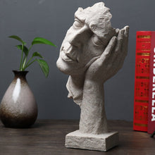 Load image into Gallery viewer, Resin Art Silence Mask Figurines Abstract Silence Is Gold Statuettes Mask Miniatures Sculpture Home Decoration Artwork