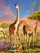 Load image into Gallery viewer, 5D Diamond Painting Cross Stitch DIY Giraffe Full Round Drill Daimond Embroidery Rhinestone Kits Mosaic Animal Wall Art - SallyHomey Life's Beautiful