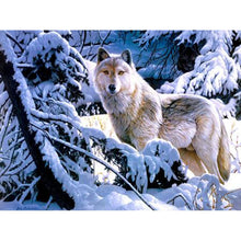 Load image into Gallery viewer, DIY 5D Diamond Painting Cross Stitch Wolf Animal Diamond Embroidery Full Drill Round Mosaic Kit Rhinestones Winter Scenery Art - SallyHomey Life's Beautiful