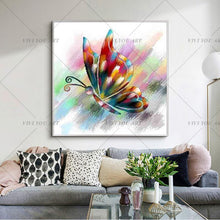 Load image into Gallery viewer, 100% Handpainted Artwork High Quality Modern Wall Art On Canvas Animal Oil Painting Blue Butterfly Hang Pictures Room Decor