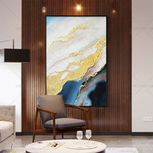 Load image into Gallery viewer,   100% Hand Painted Modern Yellow Blue Water Canvas Painting Picture 100% Handmade Painting for Living Room Wall Art Decoration Bedroom Home Decor