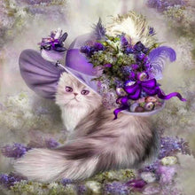 Load image into Gallery viewer, DIY 5D Diamond Painting Cat In Flower Wreath Diamond Embroidery Cross Stitch Animal Mosaic Full Round Rhinestones Home Decor - SallyHomey Life's Beautiful