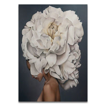 Load image into Gallery viewer, Nordic Modern Floral Feather Woman Abstract Fashion Style Canvas Painting Art Print Poster Picture Wall Living Room Home Decor - SallyHomey Life's Beautiful