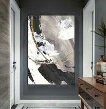 Load image into Gallery viewer, Handmade oil painting on canvas painting abstract wall art for living room black white large decorative pictures for bedroom - SallyHomey Life's Beautiful