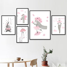 Load image into Gallery viewer, Pink Girl Crown Balloon Star Flower Nursery Wall Art Canvas Painting Nordic Posters And Prints Wall Pictures Kids Room Decor - SallyHomey Life's Beautiful