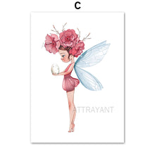 Load image into Gallery viewer, Cute Baby Girl Flower Nursery Wall Art Canvas Painting Nordic Posters And Prints Wall Pictures Kids Room Children Room Decor - SallyHomey Life's Beautiful