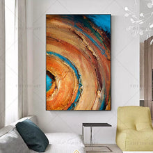 Load image into Gallery viewer,   100% Hand Painted Modern Orange Ring Circle  on Canvas