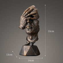 Load image into Gallery viewer, Abstract Black Statue Retro Abstract Character Figurine Silence Is Gold Home Decoration Accessories Home Desktop Craft Gift