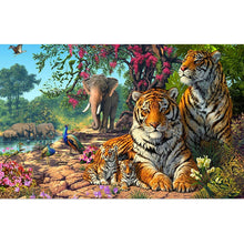 Load image into Gallery viewer, 5D Diamond Painting Tiger Full Round Drill Mosaic Diamond Embroidery Cross Stitch Animal rhinestones DIY Wall Sticker Decor Gift