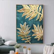 Load image into Gallery viewer, 100% Hand Painted Abstract Golden Leaves Oil Painting On Canvas Wall Art Frameless Picture Decoration For Live Room Home Decor