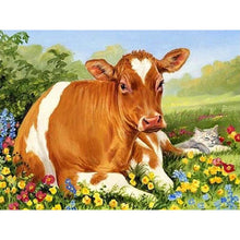 Load image into Gallery viewer, DIY 5D Diamond Painting Cow Cross Stitch Paintings Full Round Diamond Embroidery Farm Animal Mosaic Rhinestone Wall Sticker Gift - SallyHomey Life's Beautiful