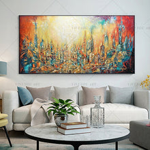 Load image into Gallery viewer,   100% Hand Painted Red Dream Yellow City Painting  Modern Art Picture For Living Room Modern Cuadros Canvas Art High Quality