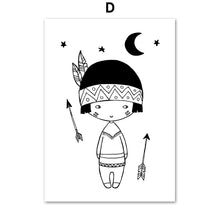 Load image into Gallery viewer, Girl Mermaid Black White Scandinavian Nursery Wall Art Canvas Painting Nordic Posters And Prints Wall Pictures Kids Room Decor - SallyHomey Life's Beautiful