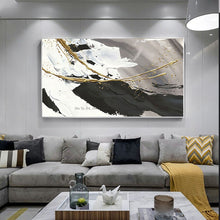Load image into Gallery viewer, Hand painted oil painting canvas abstract black and white gold modern art acrylic paintings Large Wall Art for living room decor - SallyHomey Life's Beautiful