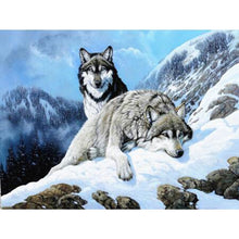 Load image into Gallery viewer, DIY 5D Diamond Painting Cross Stitch Wolf Animal Diamond Embroidery Full Drill Round Mosaic Kit Rhinestones Winter Scenery Art - SallyHomey Life's Beautiful