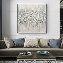 Load image into Gallery viewer, 100% Hand Painted modern home decor wall art picture white pink Cherry Blossom tree thick palette knife oil painting on canvas