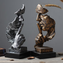 Load image into Gallery viewer, Nordic Silence Is Gold Statue Resin Abstract Sculpture Figurine Home Decoration Modern Art Office Desk Decoration Wedding Gifts
