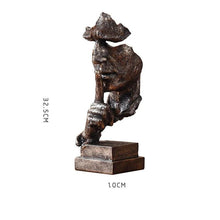 Load image into Gallery viewer, Silence Abstract Statues Thinker Statue Quiet Please Face Figurine Home Office  Decor Silence Is Gold Resin Handmade Sculptures