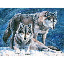 Load image into Gallery viewer, DIY 5D Diamond Painting Cross Stitch Wolf Animal Diamond Embroidery Full Drill Round Mosaic Kit Rhinestones Winter Scenery Art - SallyHomey Life's Beautiful