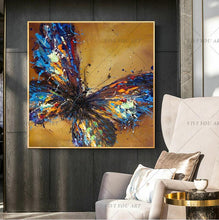 Load image into Gallery viewer, 100% Handpainted Artwork High Quality Modern Wall Art On Canvas Animal Oil Painting Blue Butterfly Hang Pictures Room Decor