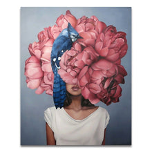 Load image into Gallery viewer, Nordic Modern Floral Feather Woman Abstract Fashion Style Canvas Painting Art Print Poster Picture Wall Living Room Home Decor - SallyHomey Life's Beautiful