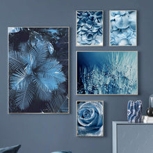 Load image into Gallery viewer, Blue Dandelion Rose Leaf Sea Quote Wall Art Canvas Painting Nordic Posters And Prints Plant Wall Pictures For Living Room Decor - SallyHomey Life's Beautiful