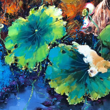 Load image into Gallery viewer, 100% Hand Painted Lotus Flower Art Oil Painting On Canvas Wall Art Frameless Picture Decoration For Living Room Home Decor Gift