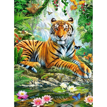 Load image into Gallery viewer, 5D DIY Diamond Painting Tiger Cross Stitch Full Round Drill Mosaic Animal Diamond Embroidery Manual Art Gift Home Decor Wall - SallyHomey Life's Beautiful