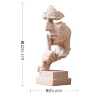 Load image into Gallery viewer, Silence Abstract Statues Thinker Statue Quiet Please Face Figurine Home Office  Decor Silence Is Gold Resin Handmade Sculptures