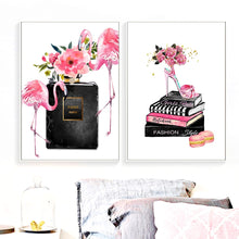 Load image into Gallery viewer, Perfume Flower Book High Heels Bag Girl  Wall Art Canvas Painting Nordic Posters And Prints Wall Pictures For Living Room Decor - SallyHomey Life's Beautiful