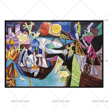 Load image into Gallery viewer, 100% Hand Painted abstract scenery canvas Handmade oil painting Night Fishing at Antibes masterpiece reproduction Picasso oil painting