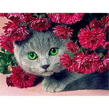 Load image into Gallery viewer, 5D Diamond Painting Cross Stitch Full Round Drill Lovely Cat Diamond Embroidery Mosaic DIY Cross Stitch Kits Wall Art