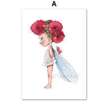 Load image into Gallery viewer, Cute Baby Girl Flower Nursery Wall Art Canvas Painting Nordic Posters And Prints Wall Pictures Kids Room Children Room Decor - SallyHomey Life's Beautiful