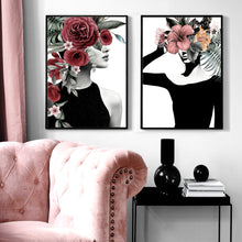Load image into Gallery viewer, Abstract Girl Flower Fashion Figure Wall Art Canvas Painting Nordic Posters And Prints Wall Pictures For Living Room Decor - SallyHomey Life's Beautiful