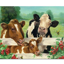 Load image into Gallery viewer, DIY 5D Diamond Painting Cow Cross Stitch Paintings Full Round Diamond Embroidery Farm Animal Mosaic Rhinestone Wall Sticker Gift - SallyHomey Life's Beautiful