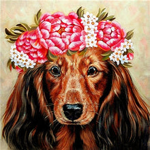 Load image into Gallery viewer, DIY 5D Diamond Painting Cat In Flower Wreath Diamond Embroidery Cross Stitch Animal Mosaic Full Round Rhinestones Home Decor - SallyHomey Life's Beautiful