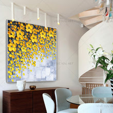 Load image into Gallery viewer, 100% Hand Painted Pretty New Modern Gray White Yellow Flowers Wall Painting Hand Painted On Canvas Wall Picture For Living Room Home Decor Gift