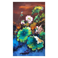 Load image into Gallery viewer, 100% Hand Painted Lotus Flower Art Oil Painting On Canvas Wall Art Frameless Picture Decoration For Living Room Home Decor Gift