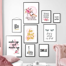 Load image into Gallery viewer, Flower High Heels Eyelash Fashion Quotes Wall Art Canvas Painting Nordic Posters And Prints Wall Pictures For Living Room Decor - SallyHomey Life's Beautiful