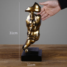Load image into Gallery viewer, Resin Art Silence Mask Figurines Abstract Silence Is Gold Statuettes Mask Miniatures Sculpture Home Decoration Artwork