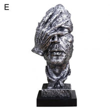 Load image into Gallery viewer, Resin Art Silence Mask Figurines Abstract Silence Is Gold Statuettes Mask Miniatures Sculpture Home Decoration Artwork