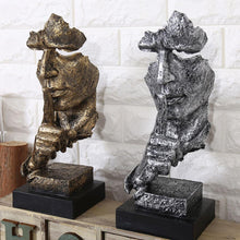 Load image into Gallery viewer, Resin Art Silence Mask Figurines Abstract Silence Is Gold Statuettes Mask Miniatures Sculpture Home Decoration Artwork